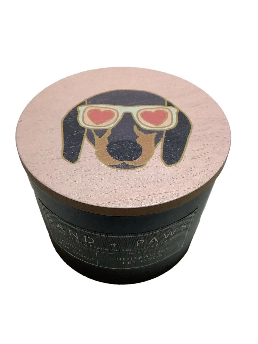 Sand & Paws Dachshund Doxie Heart Glasses Candle Vanilla Sandlewood New